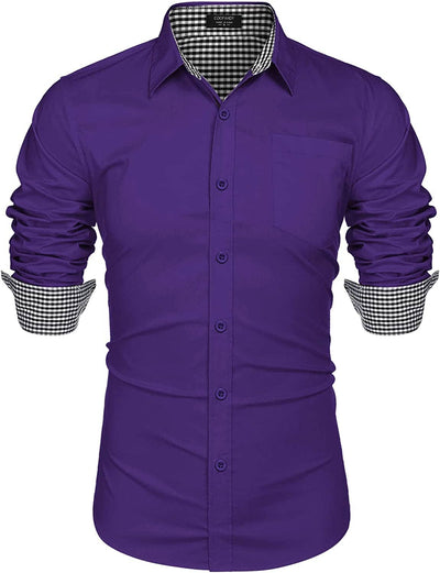 Fashion Business Cotton Dress Shirt (US Only) Shirts COOFANDY Store Purple S 