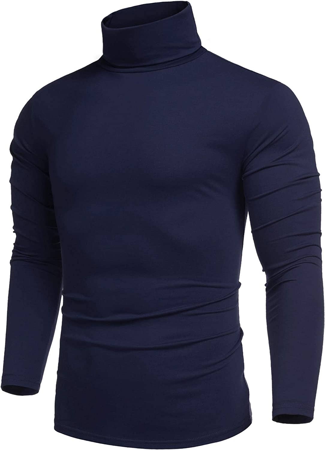 Slim Fit Turtleneck Basic Cotton Sweater (US Only) Sweaters COOFANDY Store Navy Blue S 