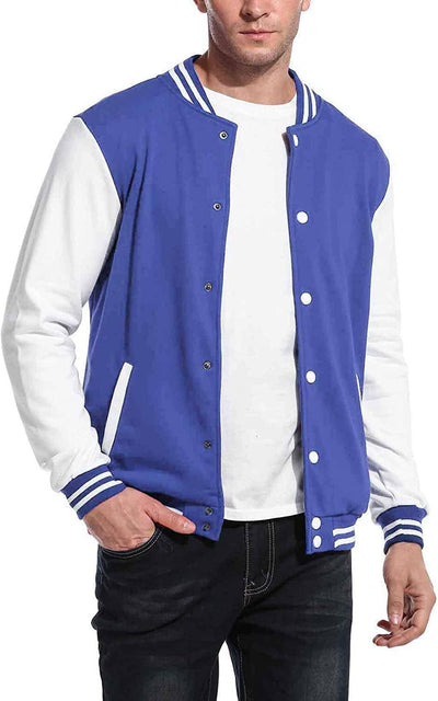 Fashion Varsity Cotton Bomber Jackets (US Only) Jackets COOFANDY Store Blue S 