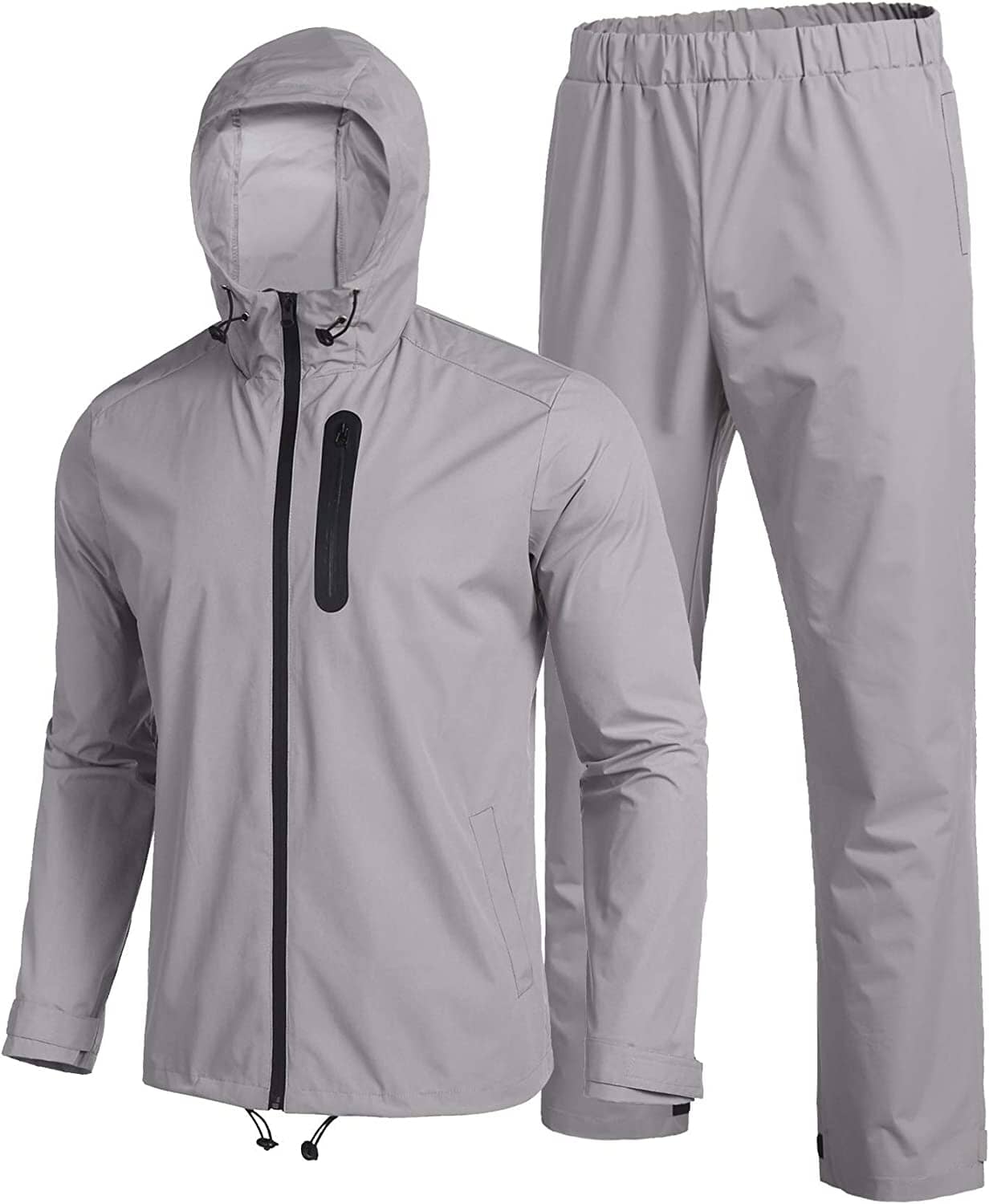 Waterproof Lightweight Camping Rain Suit (US Only) Sports Set COOFANDY Store Grey S 