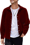 Vintage Shirt Coat (US Only) Button-Down Shirts COOFANDY Store Dark Red S 