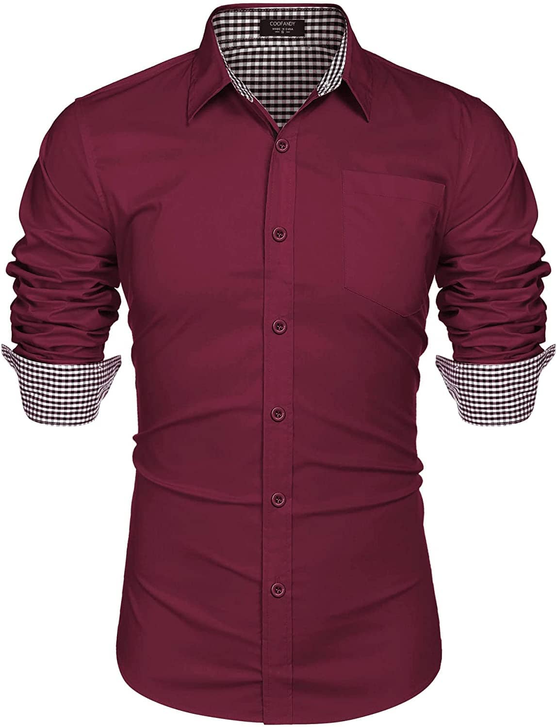 Fashion Business Cotton Dress Shirt (US Only) Shirts COOFANDY Store Wine Red S 