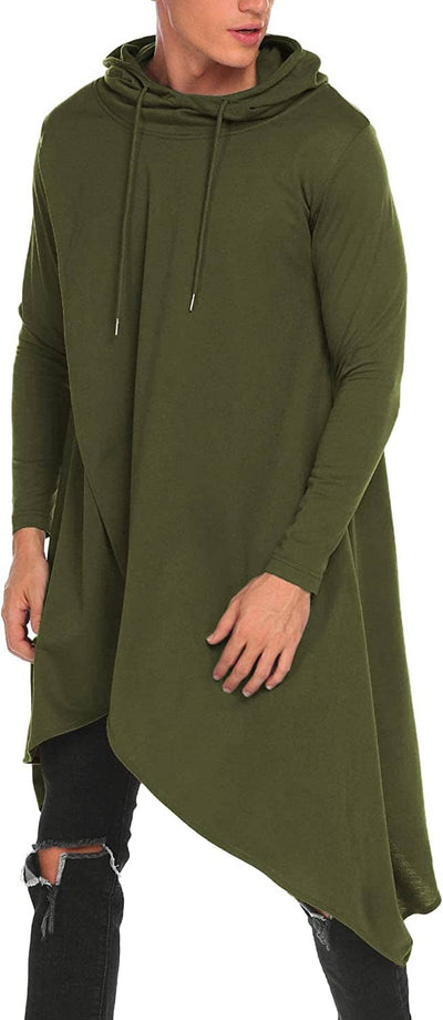 Casual Asymmetrie Hem Pullover Hooded Poncho Sweatshirt (US Only) Hoodies COOFANDY Store Army Green S 