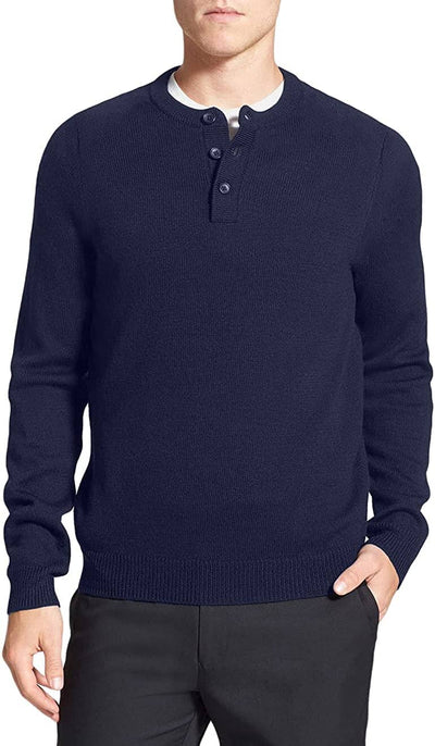 Coofandy Long Sleeve Henley Sweater (US Only) Sweaters COOFANDY Store Navy Small 