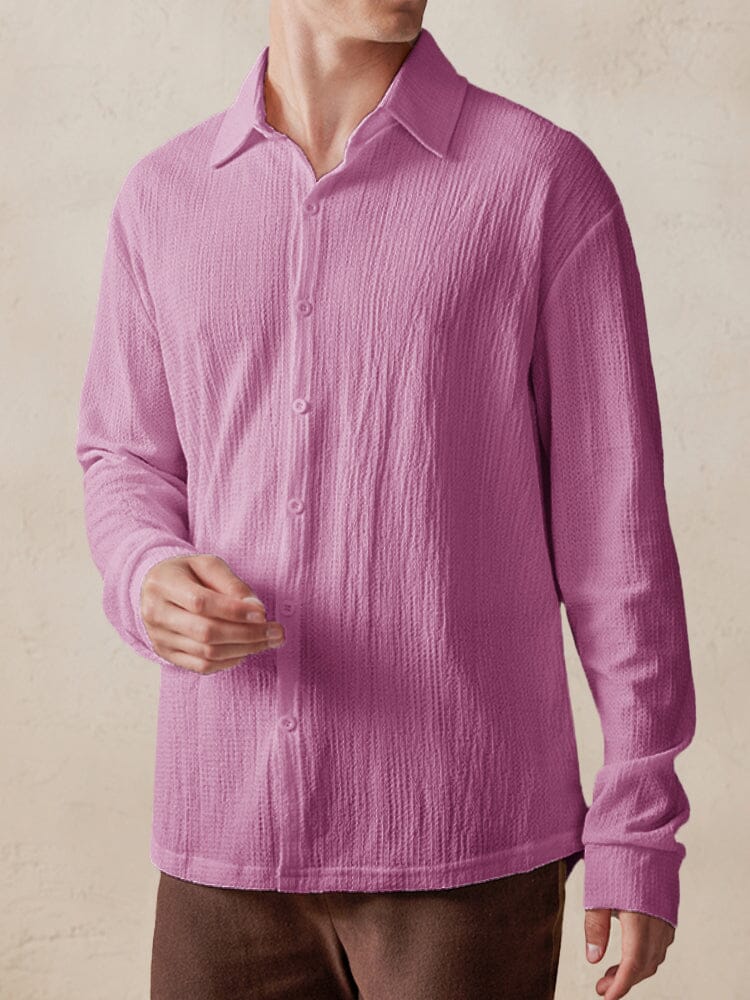 Casual Comfy Textured Shirt Shirts coofandystore Lavender M 