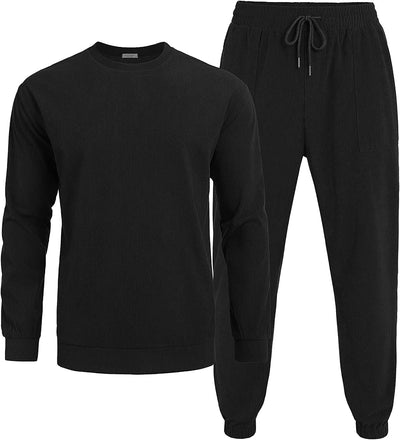 2 Piece Long Sleeve Pullover Sports Sets (US Only) Sports Set Coofandy's Black S 