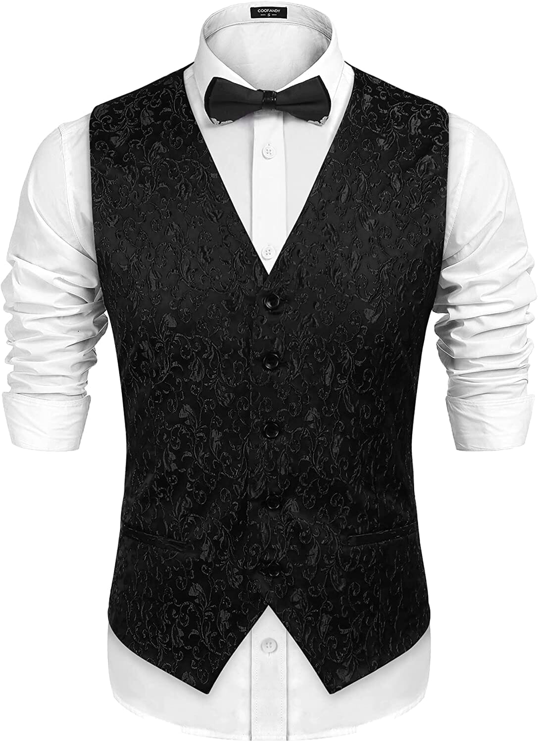 Floral Victorian Tuxedo Suit Vest (US Only) Vest COOFANDY Store Black Floral S 