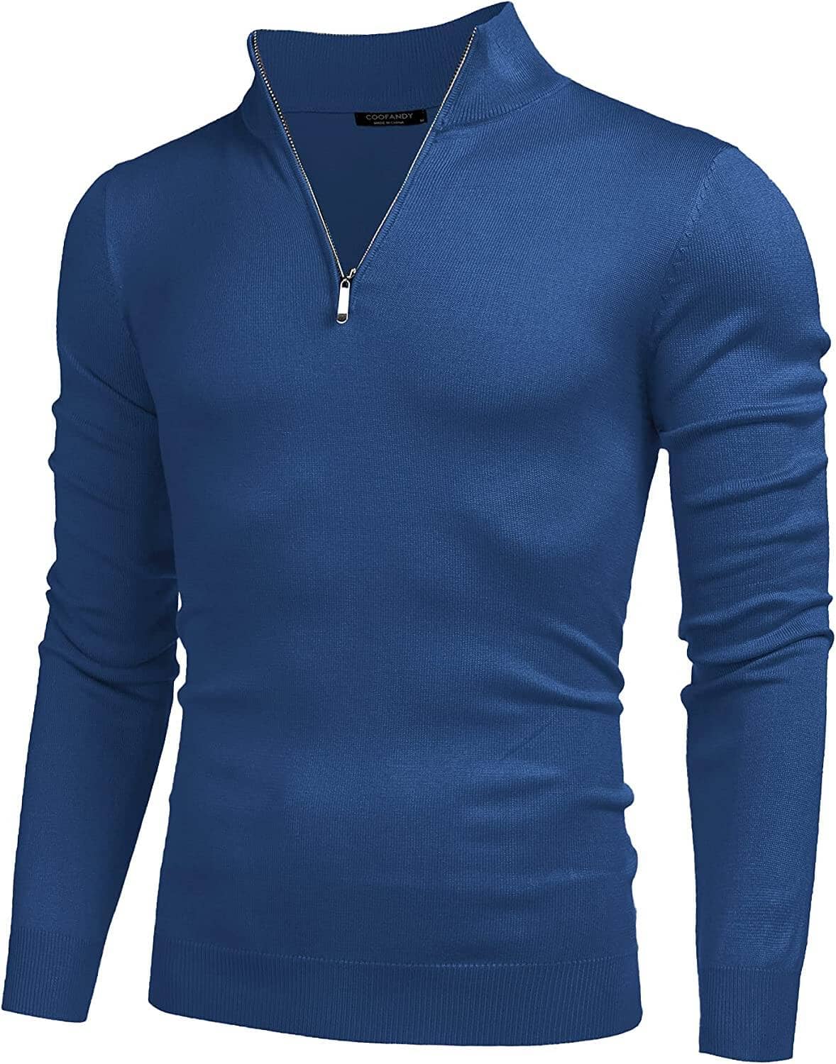 Zip Up Slim Fit Lightweight Pullover Polo Sweater (US Only) Fashion Hoodies & Sweatshirts COOFANDY Store Dark Blue S 