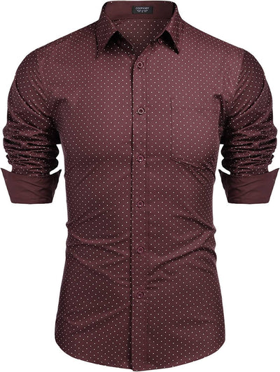 Coofandy Men's Casual Long Sleeve Shirt (US Only) Shirts Coofandy's Wine Red S 