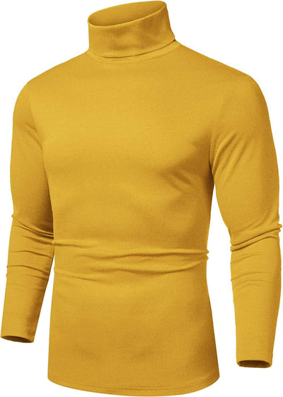 Slim Fit Basic Turtleneck Knitted Pullover Sweaters (US Only) Sweaters COOFANDY Store Yellow S 
