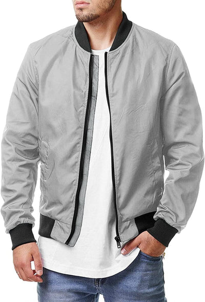 Casual Soft Shell Flight Windbreaker Coat (US Only) Jackets COOFANDY Store Light Grey S 