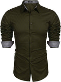 Business Long Sleeve Slim Fit Dress Shirt (US Only) Shirts COOFANDY Store Army Green S 
