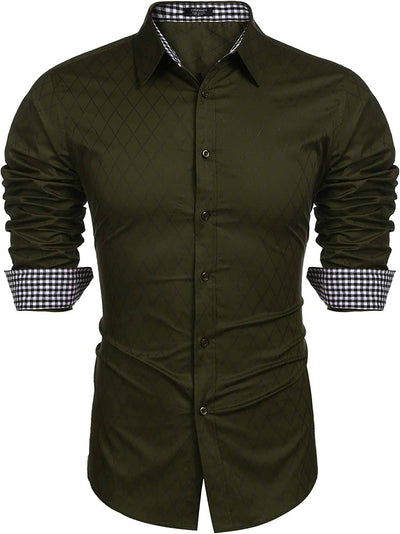 Business Long Sleeve Slim Fit Dress Shirt (US Only) Shirts COOFANDY Store Army Green S 