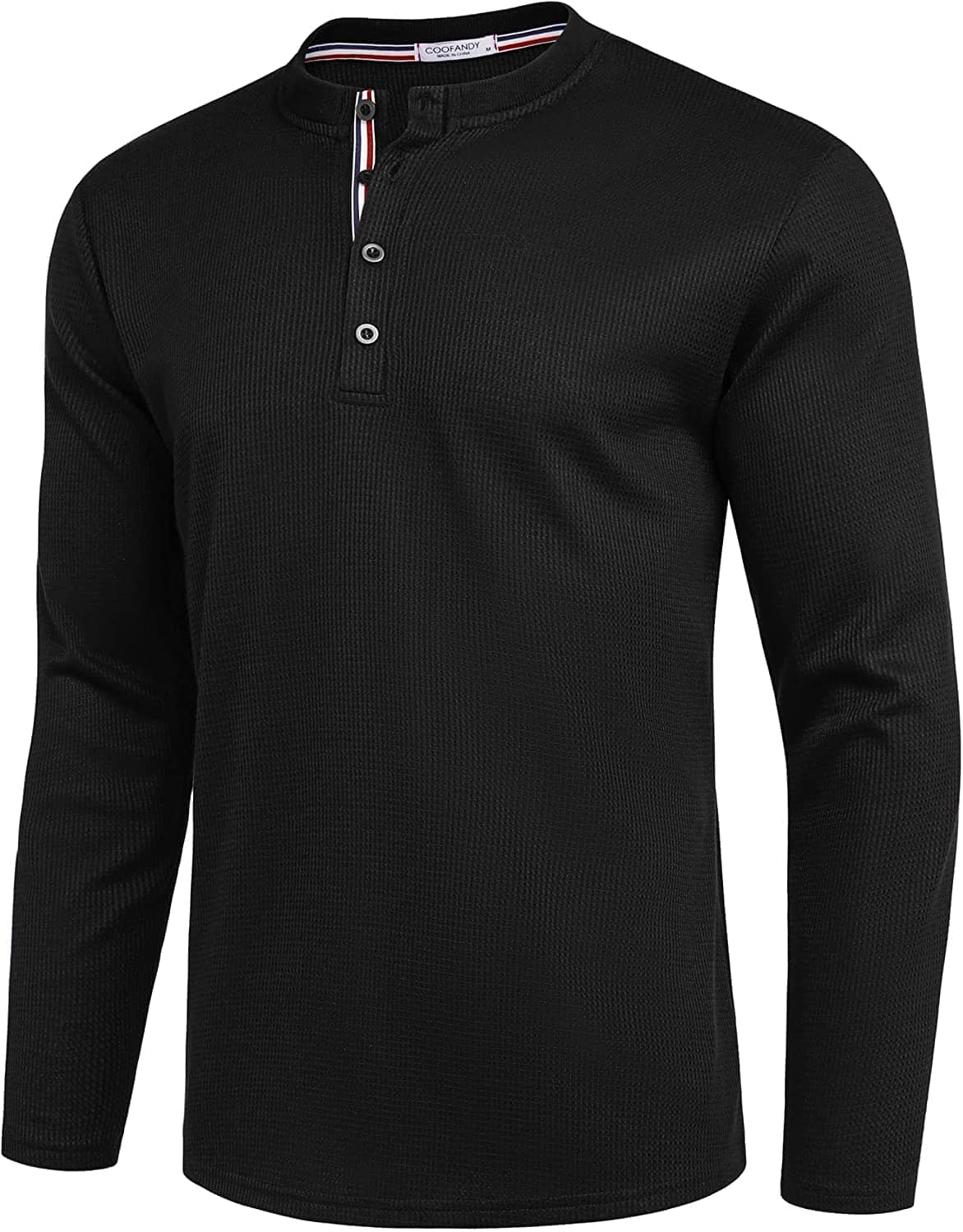Long Sleeve Waffle Henley Shirts (US Only) T-Shirt Coofandy's Black S 