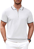 Classic Zipper Short Sleeve Polo Shirt (US Only) Polos COOFANDY Store White S 
