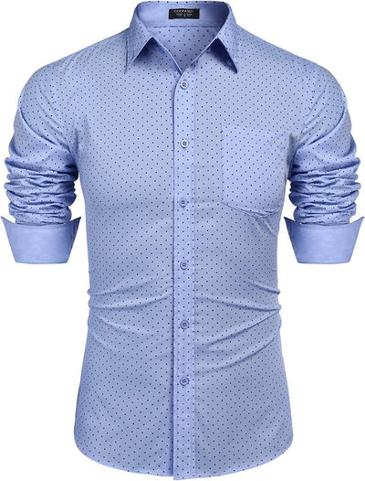 Coofandy Men's Casual Long Sleeve Shirt (US Only) Shirts Coofandy's Clear Blue S 