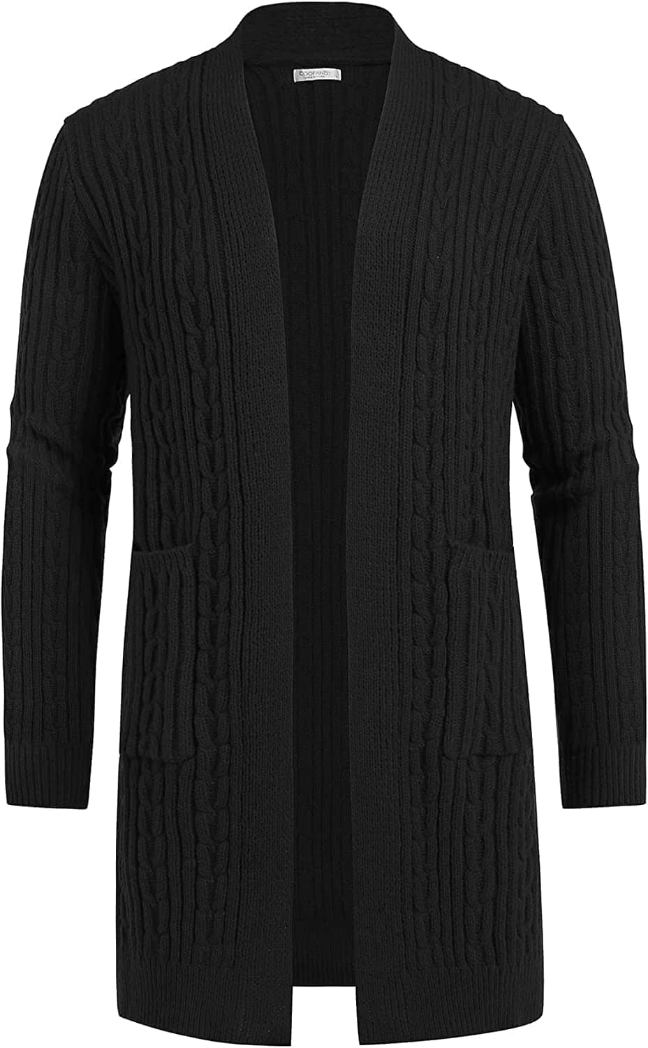 Long Cardigan Open Front Sweater (US Only) Sweaters COOFANDY Store Black M 