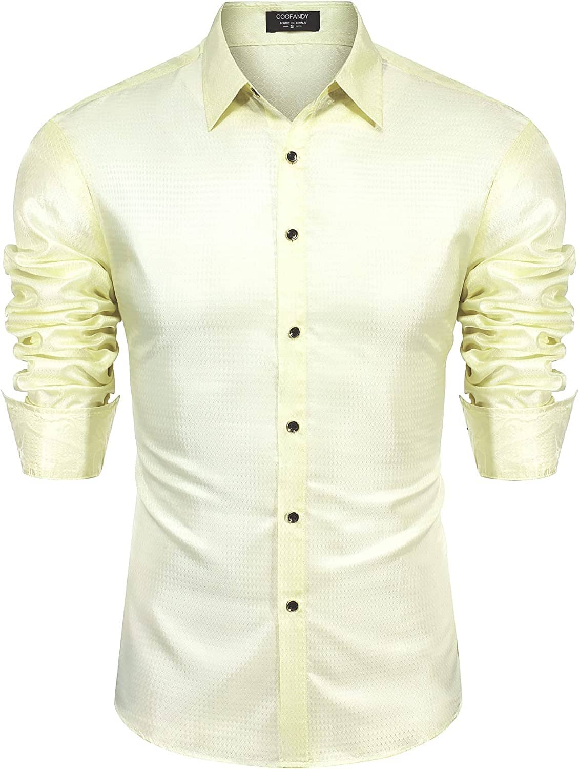 Luxury Shiny Button Down Shirts (US Only) Shirts & Polos Brand: COOFANDY Ivory S 