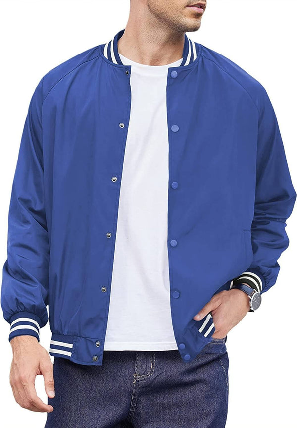 Varsity Lightweight Baseball Bomber Jackets (US Only) Coat COOFANDY Store Blue S 