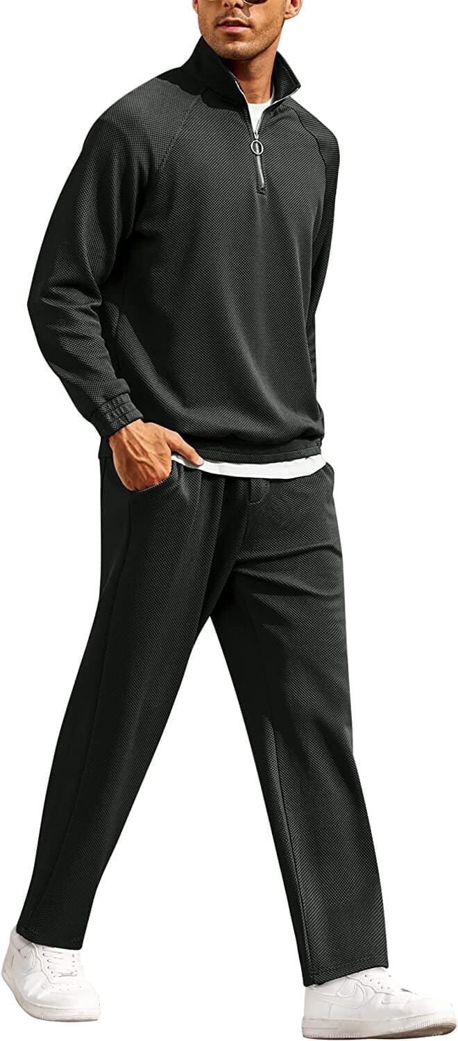 2 Piece Relaxed Fit Sport Sets (US Only) Sports Set Coofandy's Black XS 