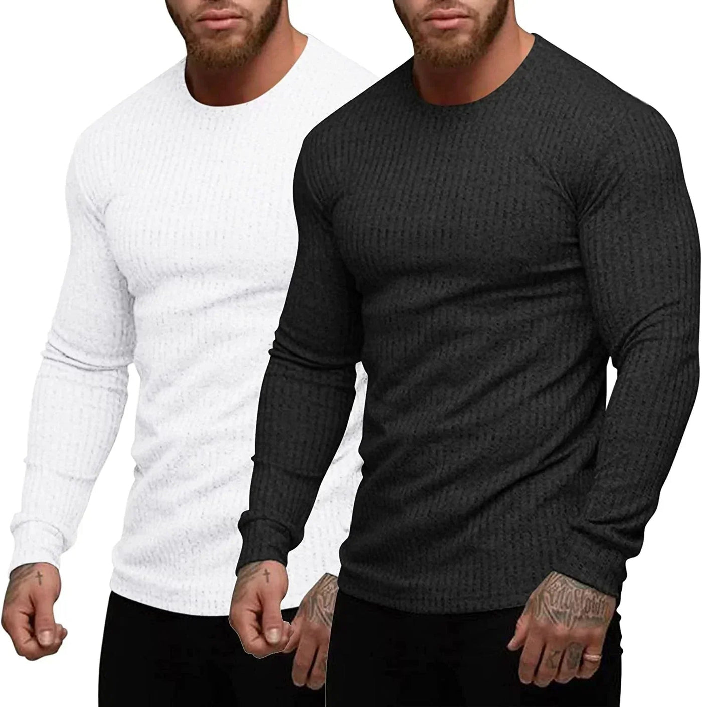 2-Pack Stretch Gym Bodybuilding T-Shirt (US Only) T-Shirt COOFANDY Store Black/White S 