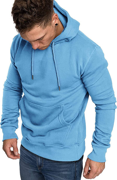 COOFANDY Men's Casual Hoodie Lightweight Long Sleeve Sports Hooded Sweatshirts Hoodies COOFANDY Store Small Light Blue 