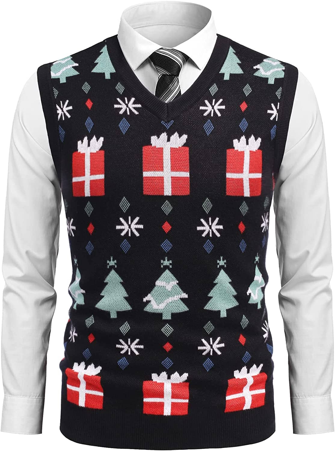 COOFANDY Men's Cable Knit Sweater Vest - V-Neck Sleeveless Cardigan For Casual & Business Wear