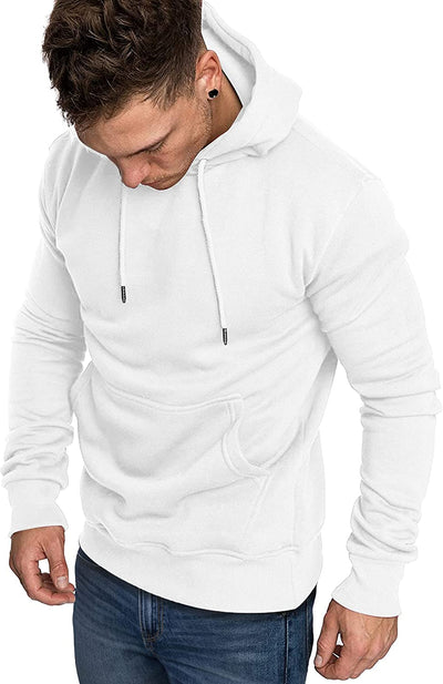 COOFANDY Men's Casual Hoodie Lightweight Long Sleeve Sports Hooded Sweatshirts Hoodies COOFANDY Store Large White 