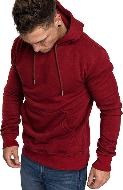 COOFANDY Men's Casual Hoodie Lightweight Long Sleeve Sports Hooded Sweatshirts Hoodies COOFANDY Store Small Wine Red 