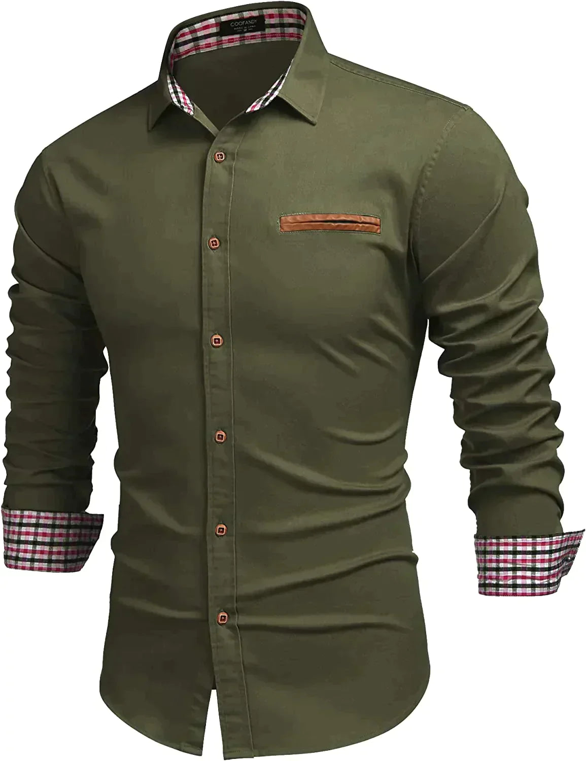 Casual Long Sleeve Button Denim Shirt (US Only) Shirts COOFANDY Store Army Green S 