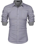 Fashion Business Cotton Dress Shirt (US Only) Shirts COOFANDY Store Gray S 