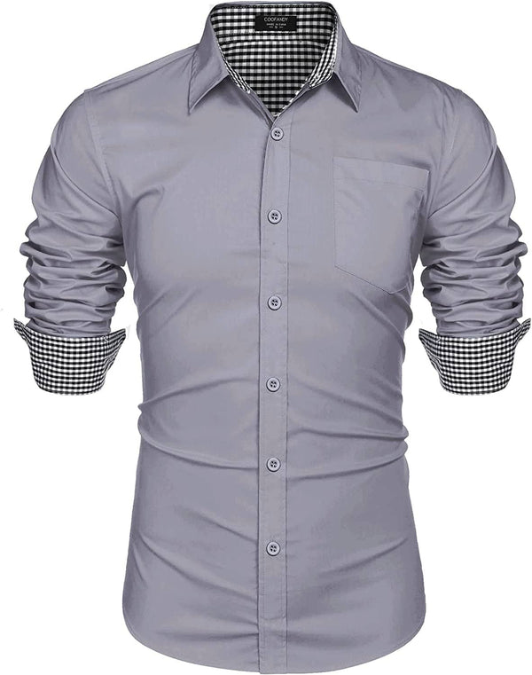 Fashion Business Cotton Dress Shirt (US Only) Shirts COOFANDY Store Gray S 