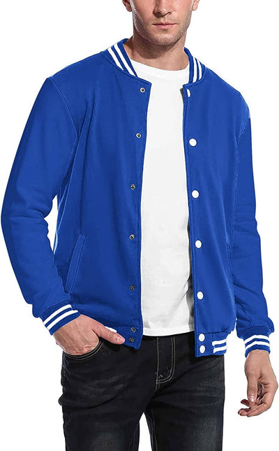 Fashion Varsity Cotton Bomber Jackets (US Only) Jackets COOFANDY Store Pure Blue S 