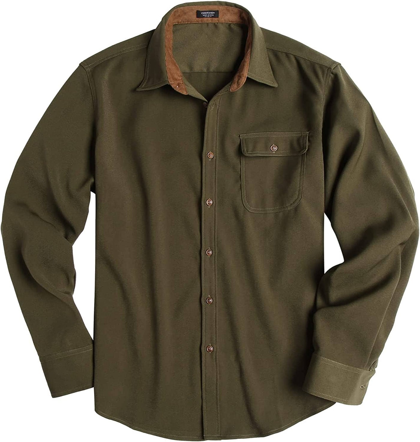 Flannel Button Down Plaid Shirts (US Only) Coat COOFANDY Store Army Green S 