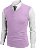 Solid V-Neck Sleeveless Knitted Vest (US Only) Vest COOFANDY Store Lavender M 