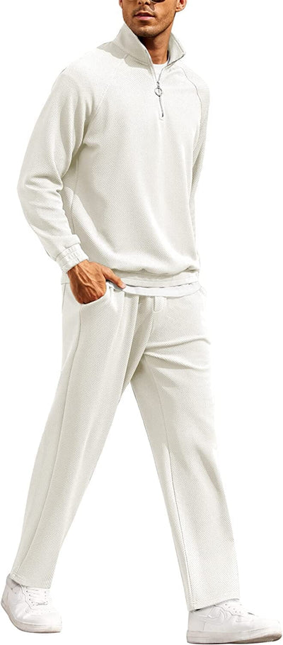 2 Piece Relaxed Fit Sport Sets (US Only) Sports Set Coofandy's White XS 