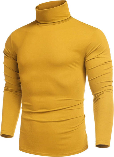 Slim Fit Turtleneck Basic Cotton Sweater (US Only) Sweaters COOFANDY Store Yellow S 