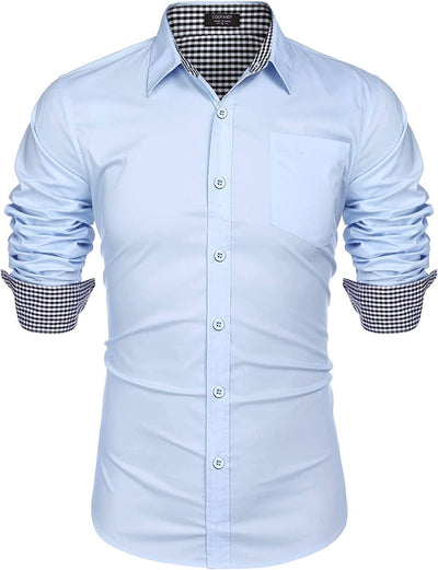 Fashion Business Cotton Dress Shirt (US Only) Shirts COOFANDY Store Blue S 