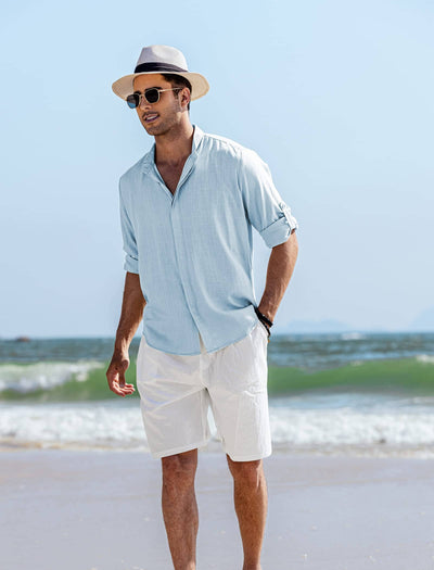 Linen Style Summer Beach 3/4 Sleeve Shirts (Us Only) Shirts & Polos Coofandy's 