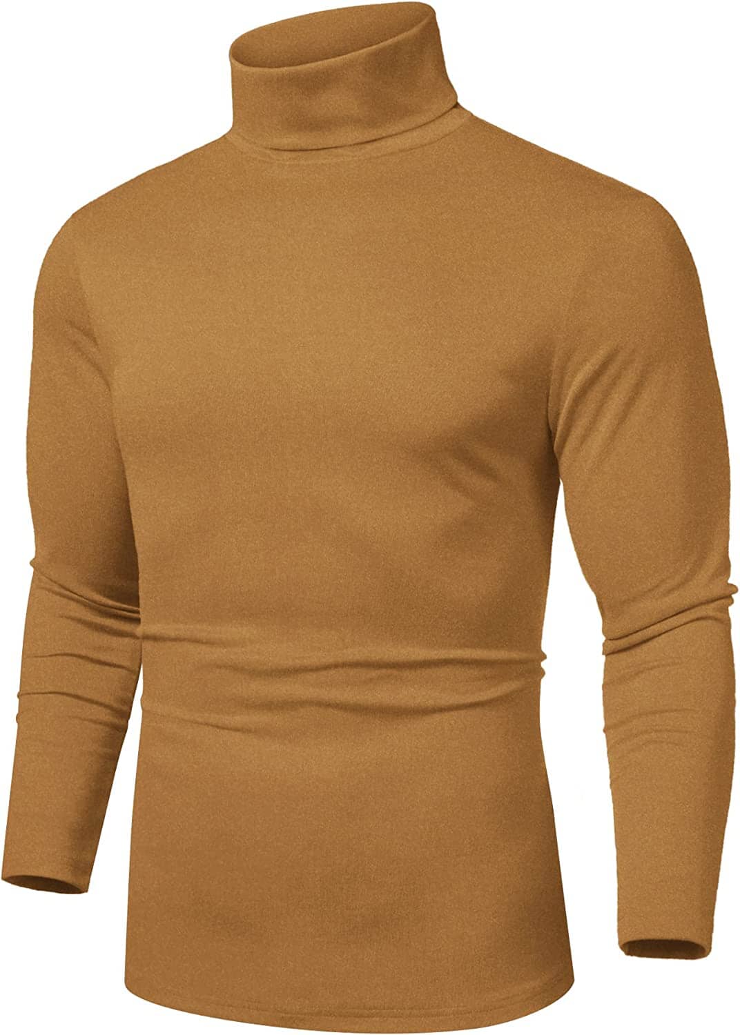Slim Fit Basic Turtleneck Knitted Pullover Sweaters (US Only) Sweaters COOFANDY Store Camel S 