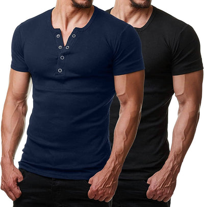 2 Pack Short Sleeve Workout Gym T-Shirt (US Only) T-shirt Coofandy's Black/Navy Blue S 