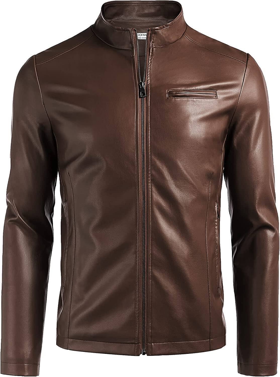 Motorcycle Leather Lightweight Jacket Coat (US Only) Jackets COOFANDY Store Dark Brown S 