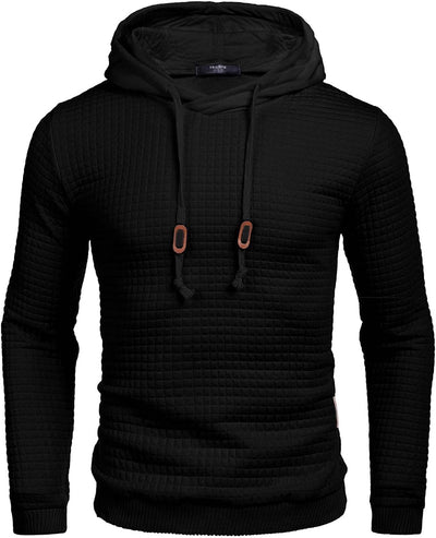 Gym Drawstring Plaid Jacquard Hoodie (US Only) Fashion Hoodies & Sweatshirts COOFANDY Store Black S 