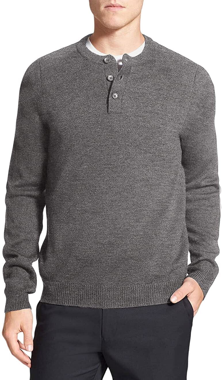 Coofandy Long Sleeve Henley Sweater (US Only) Sweaters COOFANDY Store Grey Small 