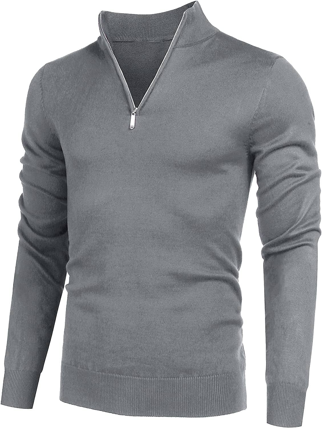 Zip Up Slim Fit Lightweight Pullover Polo Sweater (US Only) Fashion Hoodies & Sweatshirts COOFANDY Store Grey S 