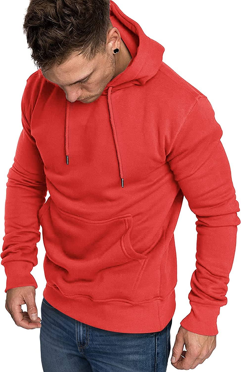 COOFANDY Men's Casual Hoodie Lightweight Long Sleeve Sports Hooded Sweatshirts Hoodies COOFANDY Store Small Red 