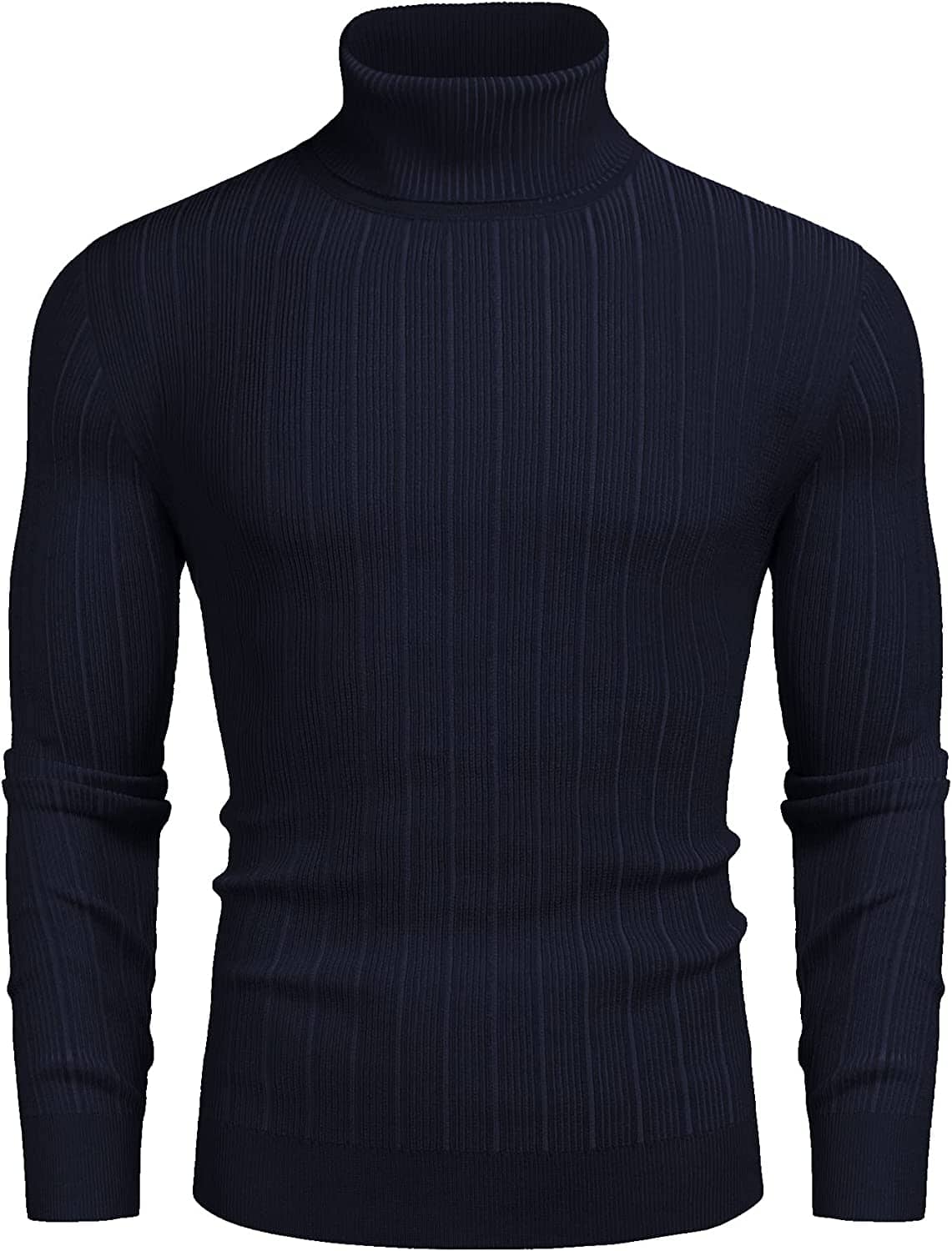 Slim Fit Knitted High Neck Pullover Sweaters (US Only) Sweaters COOFANDY Store Navy Blue S 