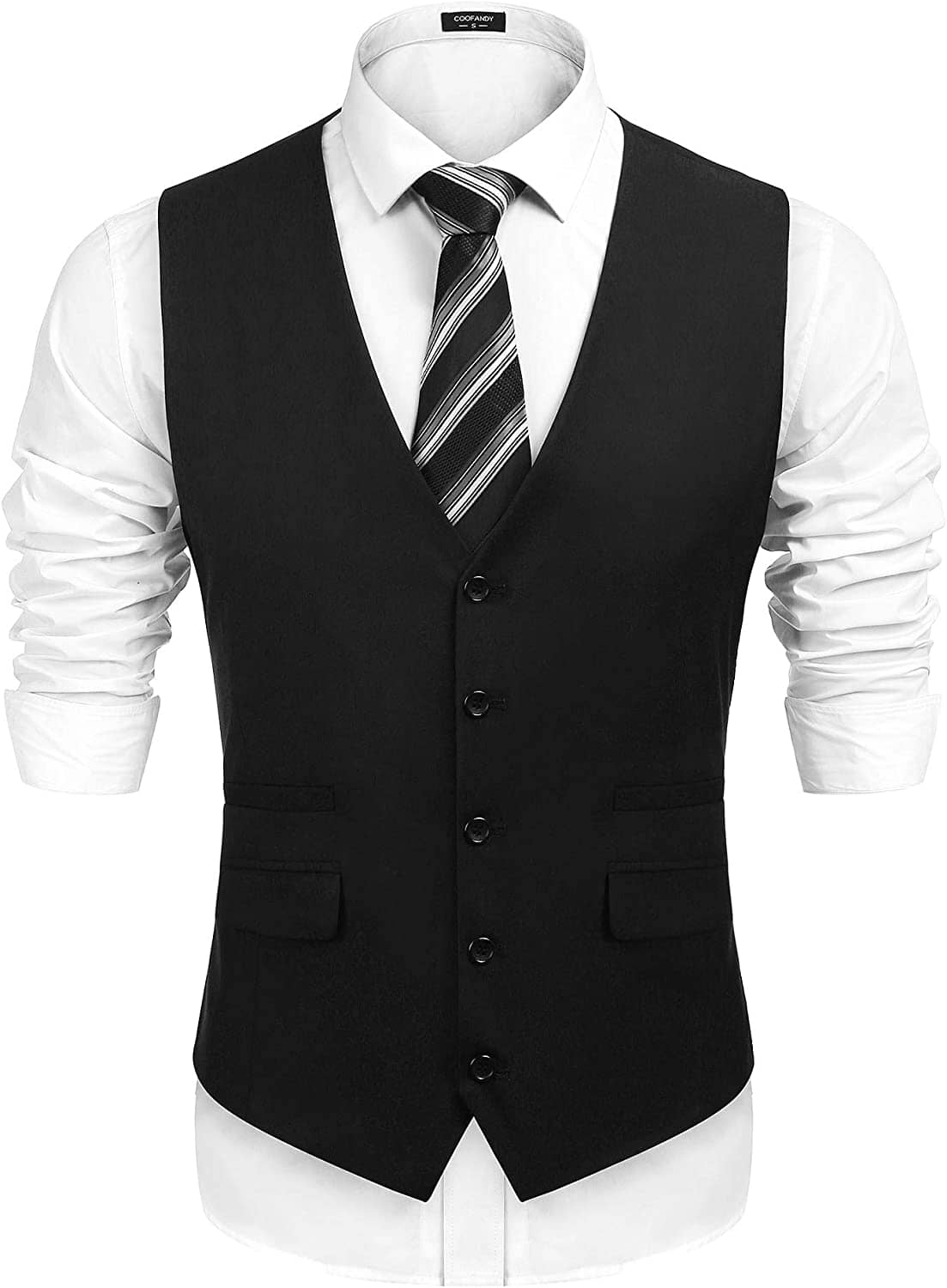 Slim Fit Business Suit Vest (US Only) Vest COOFANDY Store Black S 