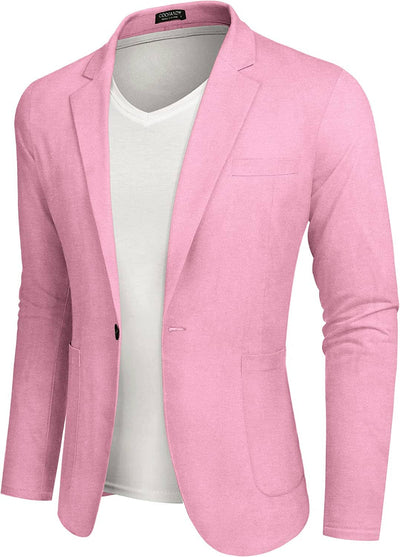 Casual Regular Fit Lightweight Linen Blazer (US Only) Blazer COOFANDY Store Pink S 