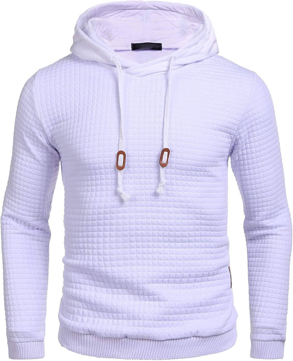 Gym Drawstring Plaid Jacquard Hoodie (US Only) Fashion Hoodies & Sweatshirts COOFANDY Store White S 